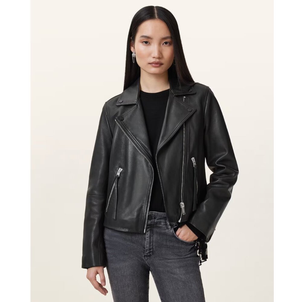 AllSaints Dalby Leather Biker Jacket - Picture 6 of 10